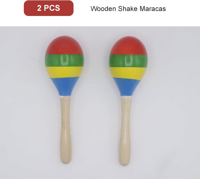 Cheerock Wooden Maracas Set, Latin Salsa Rumba Shakers, Hand Percussion Rattles for Rhythm and Music Making, Ideal for Bands, Ensembles, Classrooms and Parties, Pack of 2 - Image 2
